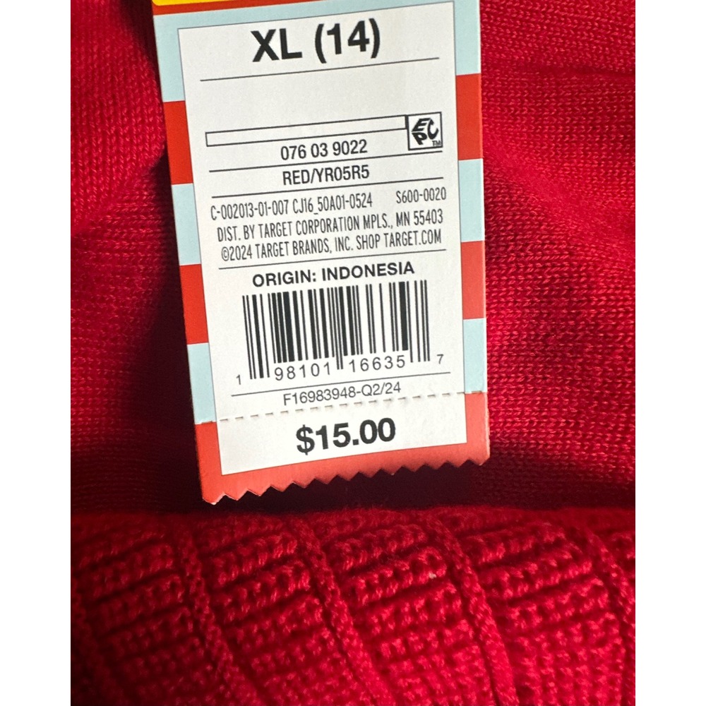Cat & Jack Boys Red Textured Crewneck Cotton Sweater XL 14 NWT - Picture 6 of 6